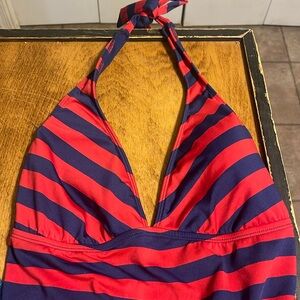 Red and blue swim top